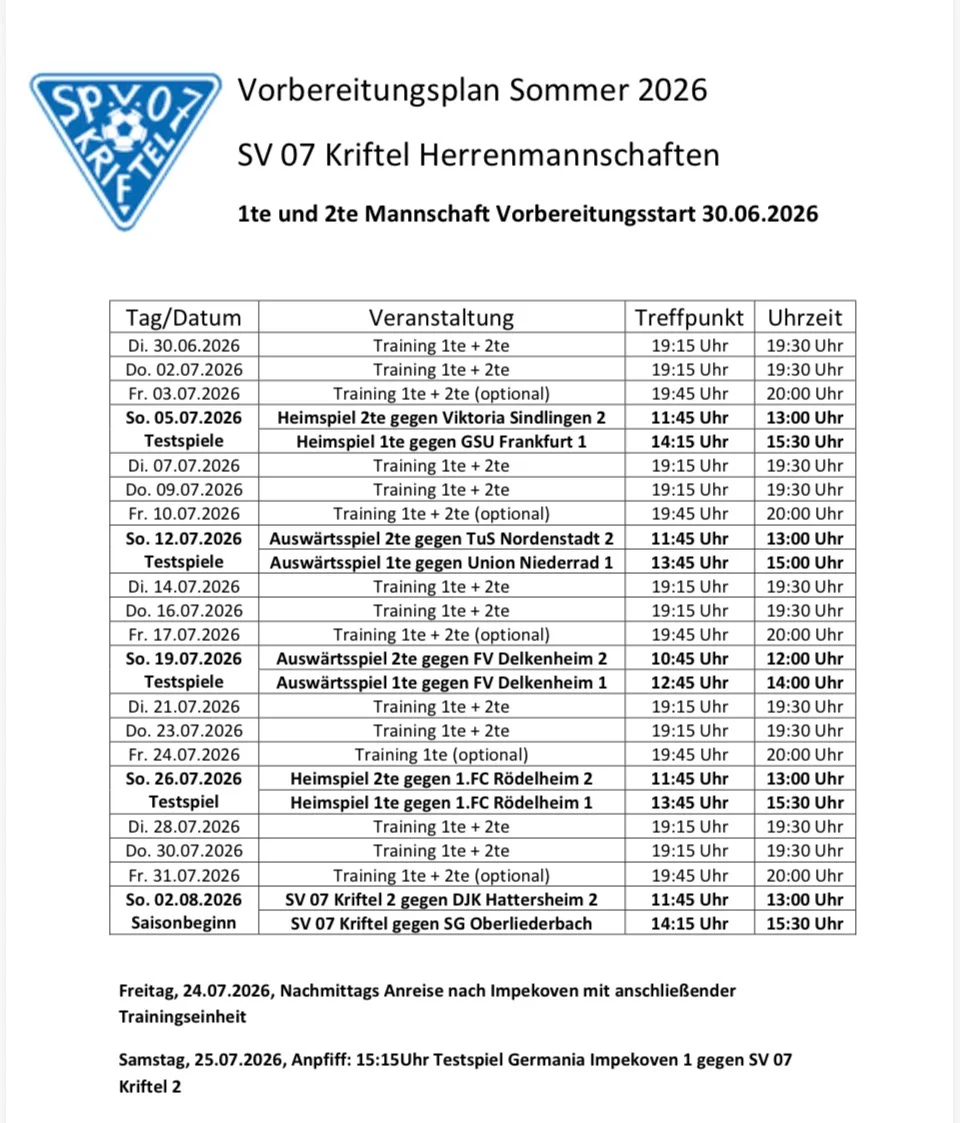 Herren-Saisonvorbereitung 26/27